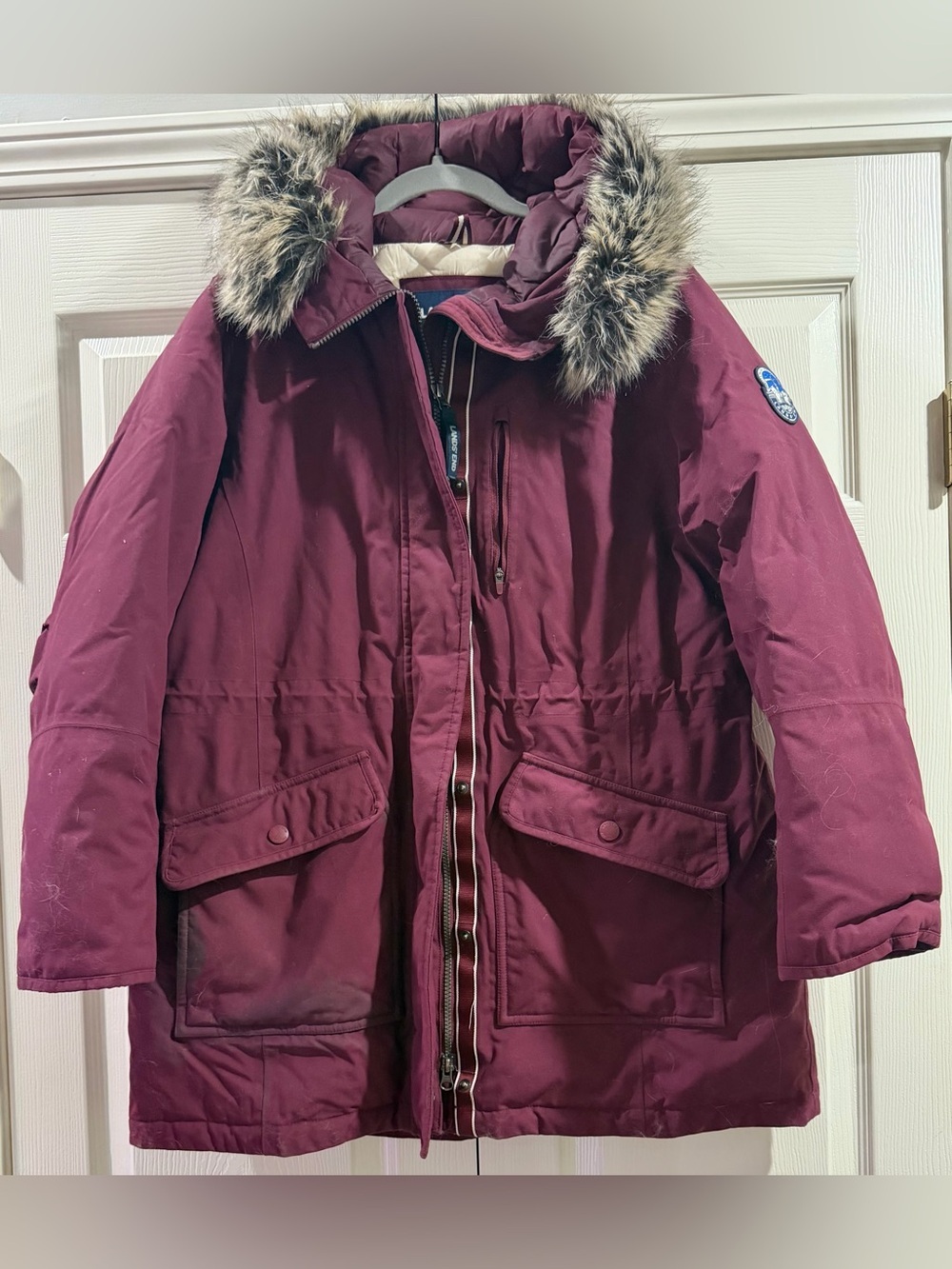 Lands End Expedition Down Parka Purple Winter Coat Hooded Waterproof Sz Large